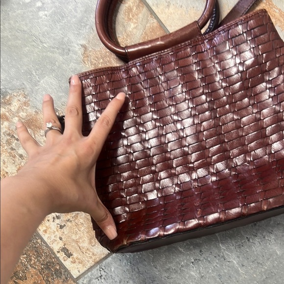 Elegant Brown leather Woven style boho Handbag - Picture 11 of 11